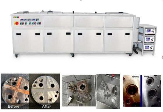 เครื่องทําความสะอาดด้วยเสียงฉีด Ultrasonic ที่มีถัง 5 ตัว สําหรับการกําจัดสนิม ส่วนละเอียด 77L 135L และ 264L ส่วนถังซักผ้า