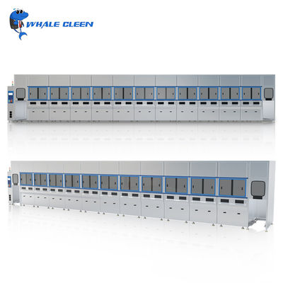 เครื่องทำความสะอาดอัลตราโซนิก PLC หลายถังขนาด 175 ลิตร พร้อมแขนกลสำหรับชิ้นส่วนยานยนต์และโลหะ